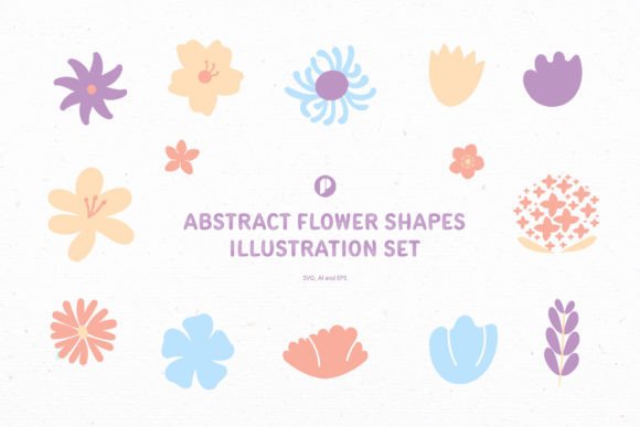 Download Abstract Flower Shapes Illustration Set - Illustration Collection