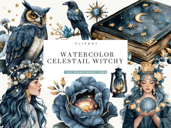Download Watercolor Celestial Witchy Clipart - Color Collection