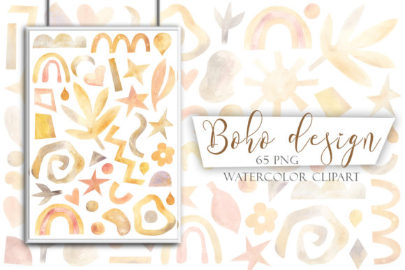Download Watercolor Clipart for Boho Design - Color Collection