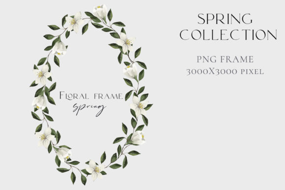 Download Watercolor Oval Wreath of White Flowers - Color Collection