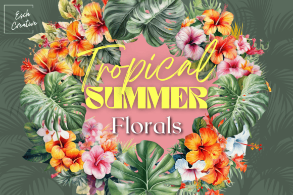 Download Tropical Summer Flower Watercolor Bundle - Summer flower Collection