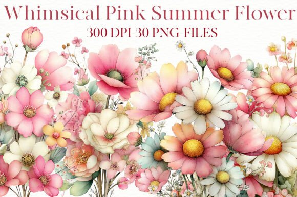 Download Whimsical Pink Summer Flower Clipart - Summer flower Collection