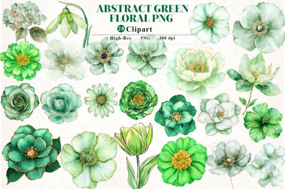 Download Abstract Green Watercolor Floral Clipart - Color Collection