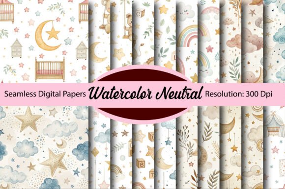 Download Watercolor Neutral Digital Paper - Color Collection
