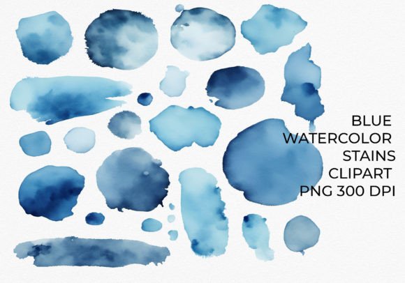 Download Blue Watercolor Stains and Splashes Png - Color Collection