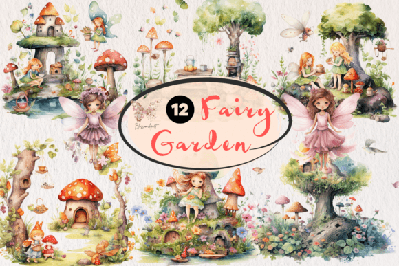 Download Fairy Garden Watercolor Clipart - Color Collection