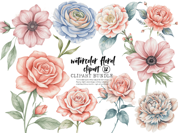 Download Watercolor Floral Clipart Bundle - Color Collection