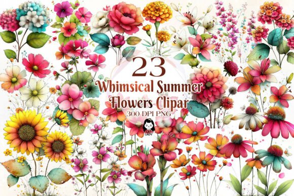 Download Whimsical Summer Flower Species Clipart - Summer flower Collection